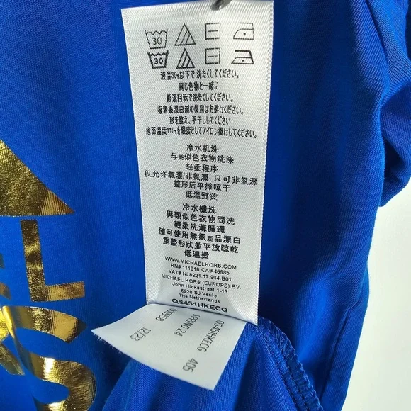 NWT MICHAEL MICHAEL KORS Gold Tone MK Logo T-Shirt MEDIUM - Picture 11 of 11